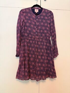 Banjanan Pink & Purple Printed Long Sleeve Dress